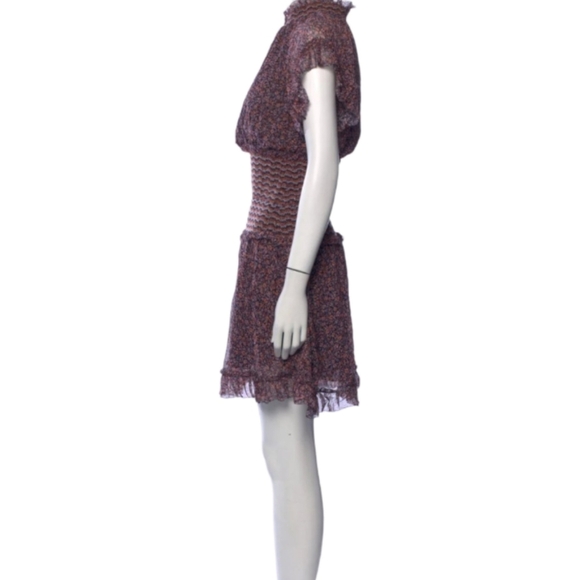 Jonathan Simkhai Serena Floral Mini Dress Size 4 Silk Burgandy and Navy - Picture 3 of 10